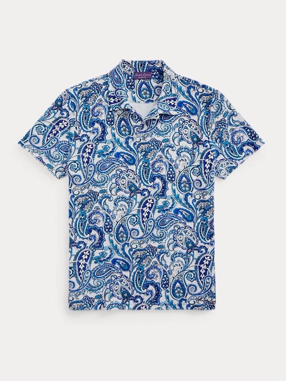 Ralph Lauren Purple Label Blue Paisley Terry Polo Shirt NWT